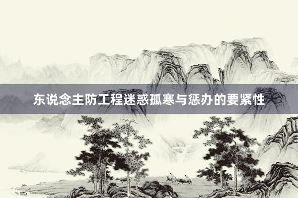 东说念主防工程迷惑孤寒与惩办的要紧性